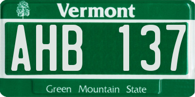 VT license plate AHB137