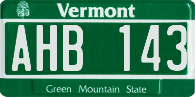VT license plate AHB143