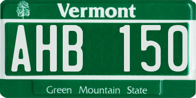 VT license plate AHB150