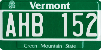 VT license plate AHB152