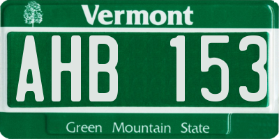 VT license plate AHB153