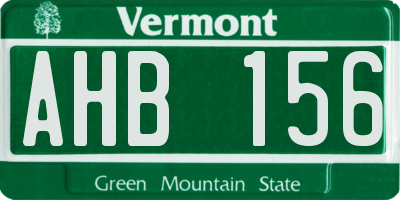 VT license plate AHB156