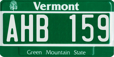VT license plate AHB159