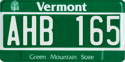 VT license plate AHB165