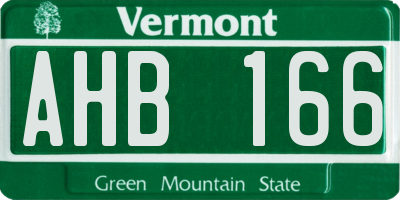 VT license plate AHB166
