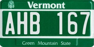VT license plate AHB167