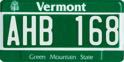 VT license plate AHB168