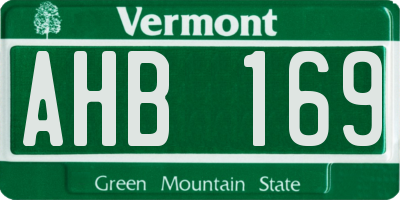 VT license plate AHB169