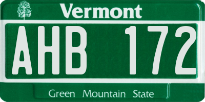 VT license plate AHB172