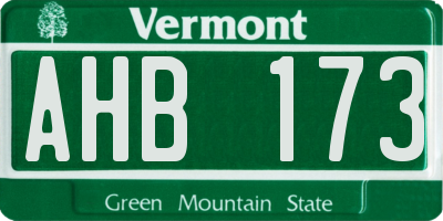VT license plate AHB173