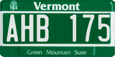 VT license plate AHB175