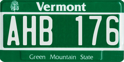 VT license plate AHB176