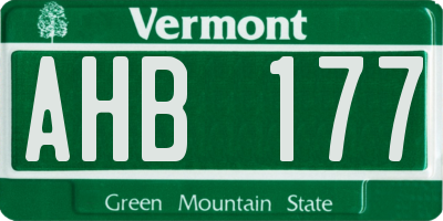 VT license plate AHB177