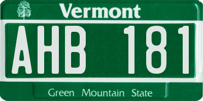 VT license plate AHB181