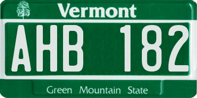 VT license plate AHB182