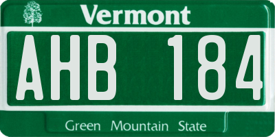 VT license plate AHB184