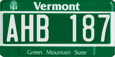 VT license plate AHB187