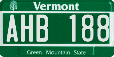 VT license plate AHB188