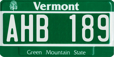 VT license plate AHB189