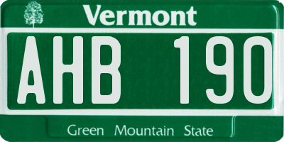 VT license plate AHB190