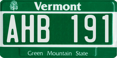 VT license plate AHB191