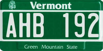 VT license plate AHB192
