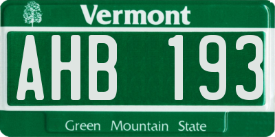 VT license plate AHB193