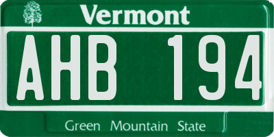 VT license plate AHB194