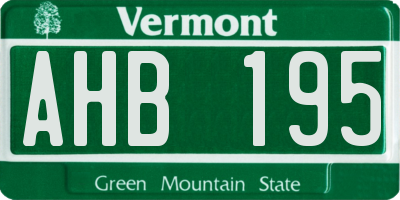 VT license plate AHB195