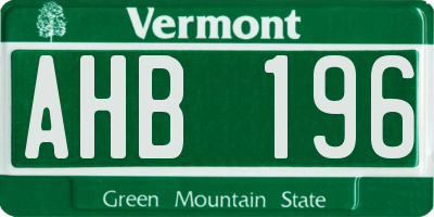 VT license plate AHB196