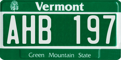 VT license plate AHB197