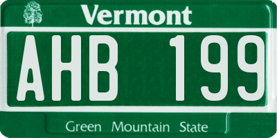 VT license plate AHB199