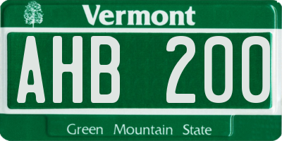 VT license plate AHB200