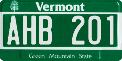 VT license plate AHB201