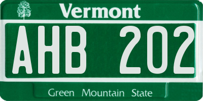 VT license plate AHB202