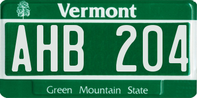 VT license plate AHB204