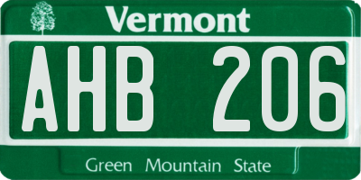 VT license plate AHB206