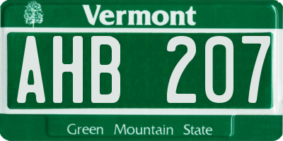 VT license plate AHB207