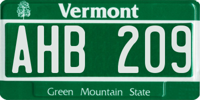 VT license plate AHB209