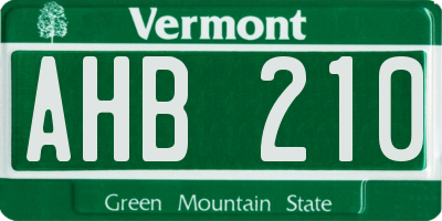 VT license plate AHB210