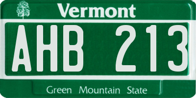 VT license plate AHB213