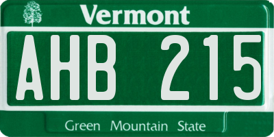 VT license plate AHB215