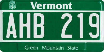 VT license plate AHB219