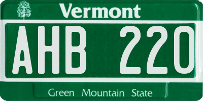 VT license plate AHB220