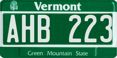 VT license plate AHB223