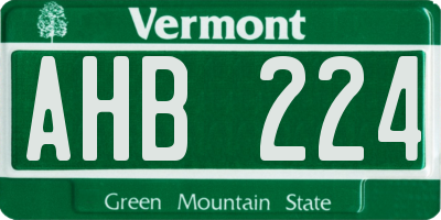 VT license plate AHB224