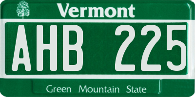 VT license plate AHB225