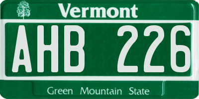 VT license plate AHB226