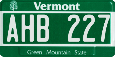 VT license plate AHB227