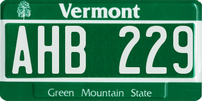 VT license plate AHB229
